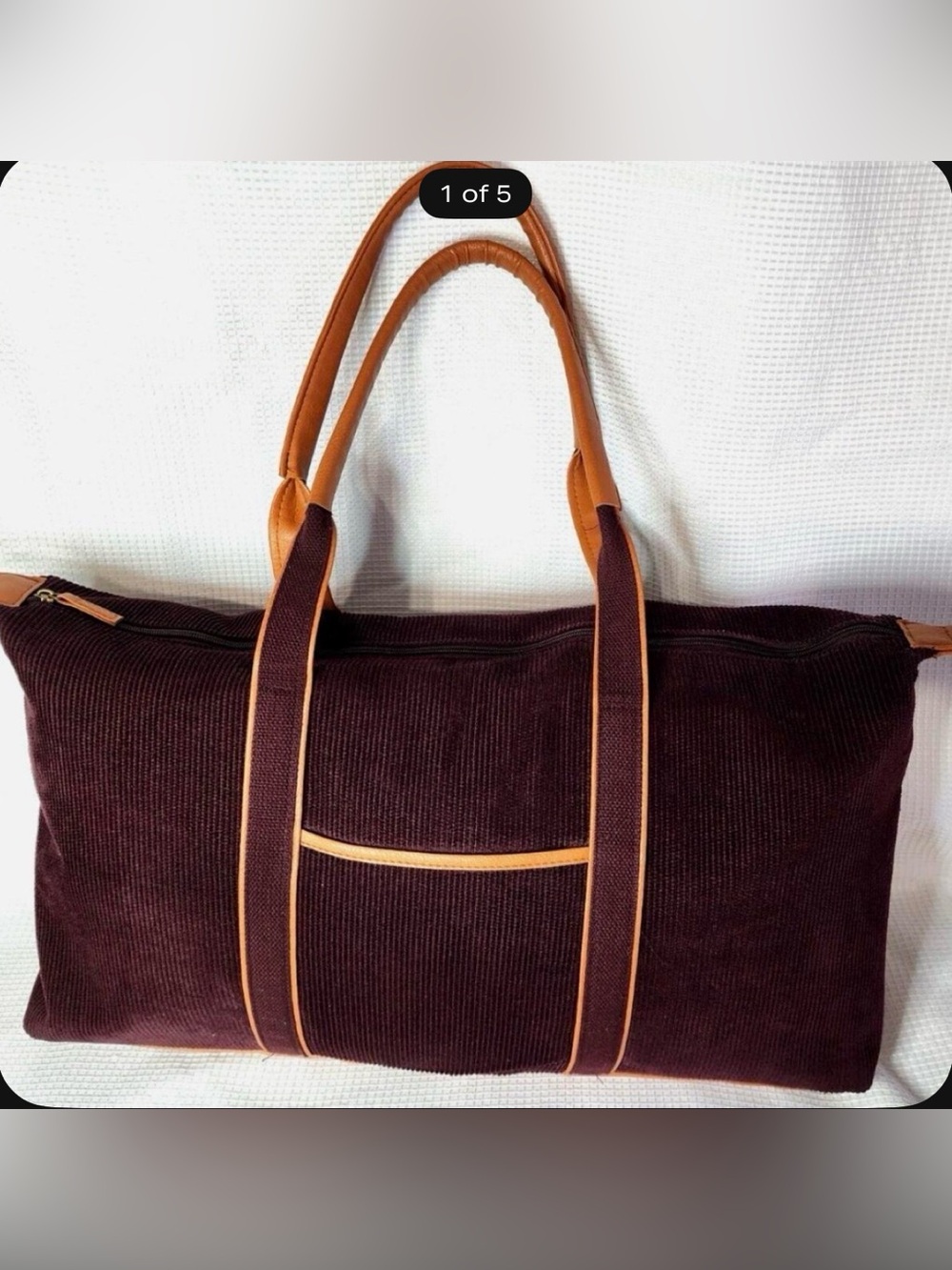 DSW Burgundy Corduroy Tote/Carry On Weekend Bag